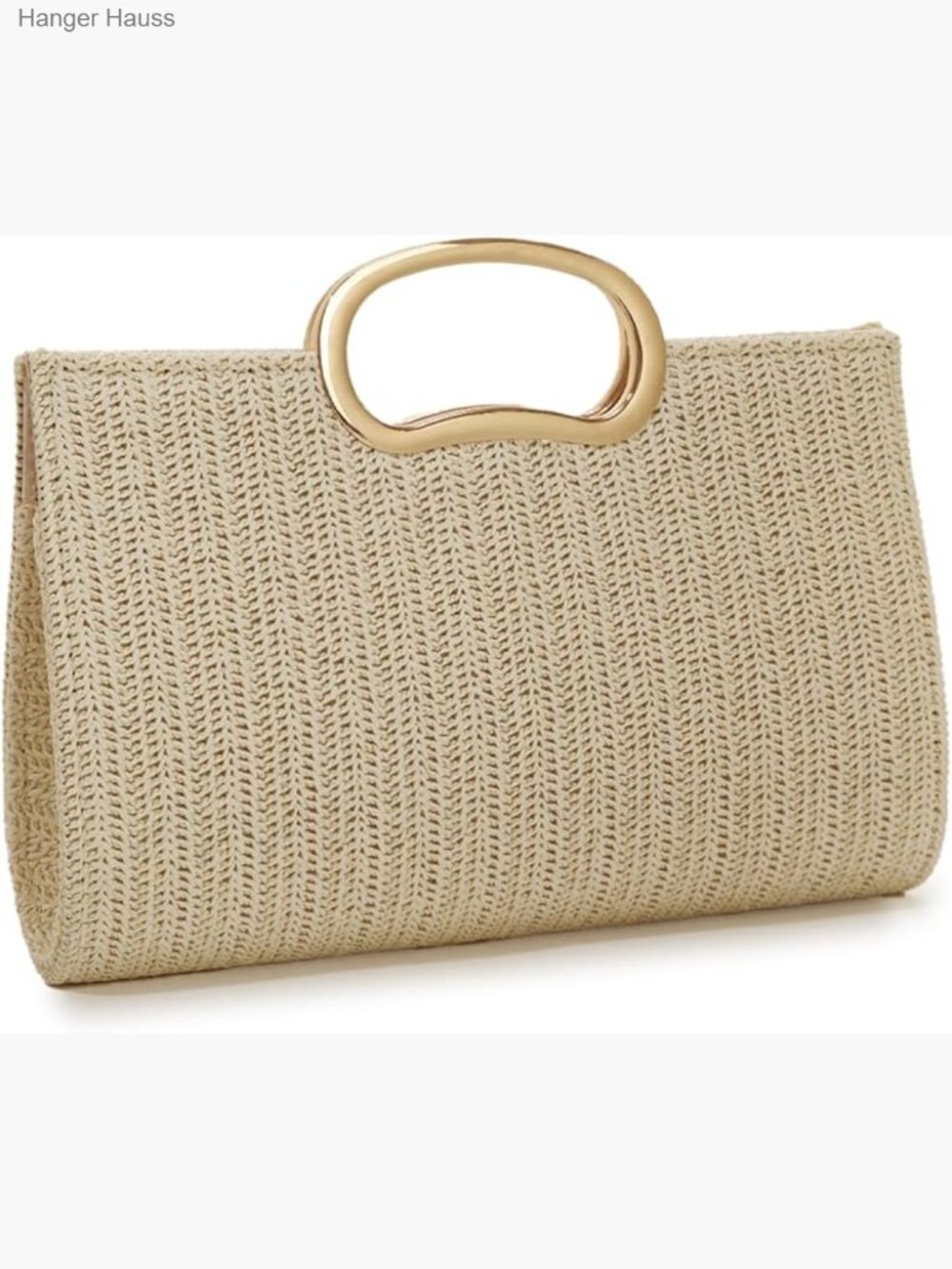 Top Handle Straw Clutch Purse Woven Beach Bag Travel Handbag
